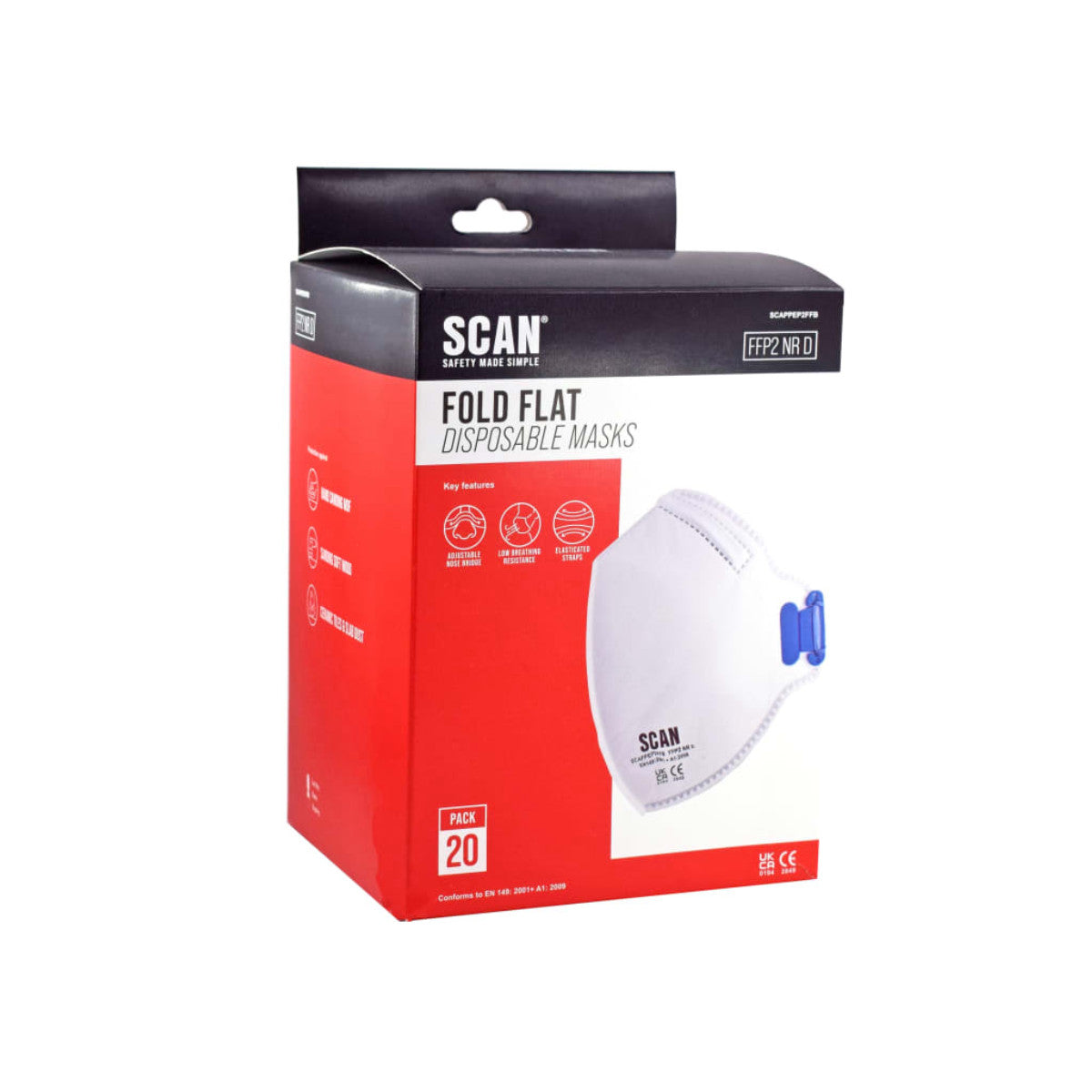Scan Fold Flat Disposable Mask FFP2 Protection (Pack 20) SCAPPEP2FFB