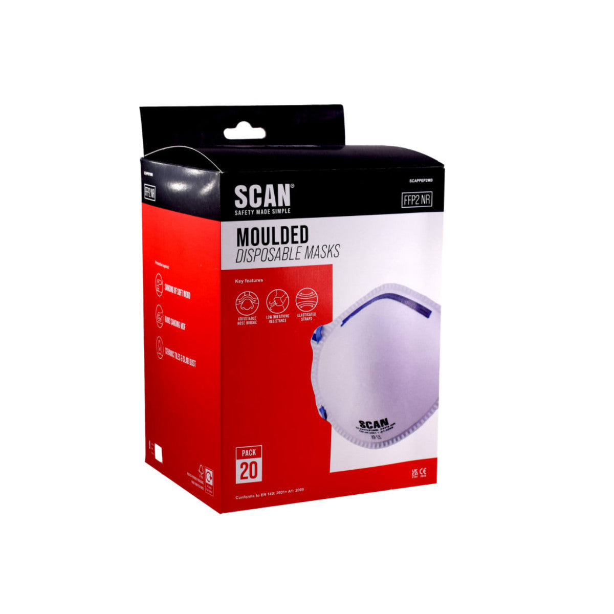 Scan Moulded Disposable Mask FFP2 Protection (Pack 20) SCAPPEP2MB