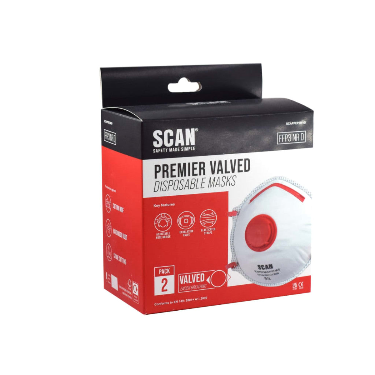 Scan Moulded Disposable Valved Masks FFP3 (Pack 2) SCAPPEP3MVD