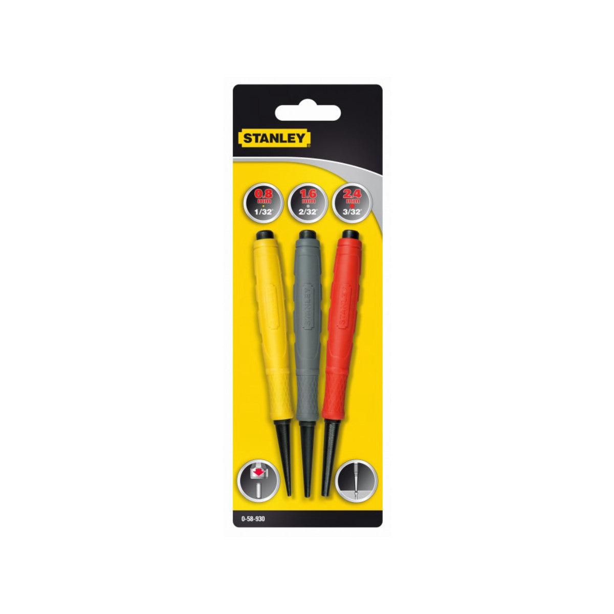 STANLEY Hand Tools DynaGrip Nail Punch Set, 3 Piece STA058930