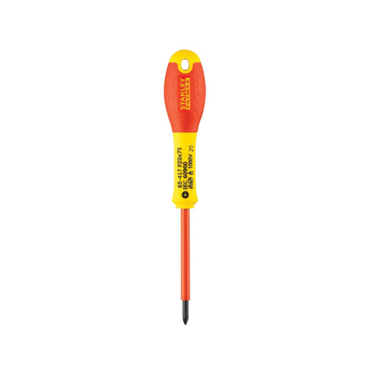 STANLEY Hand Tools FatMax VDE Insulated Screwdriver Pozidriv Tip PZ0 x 75mm STA065417