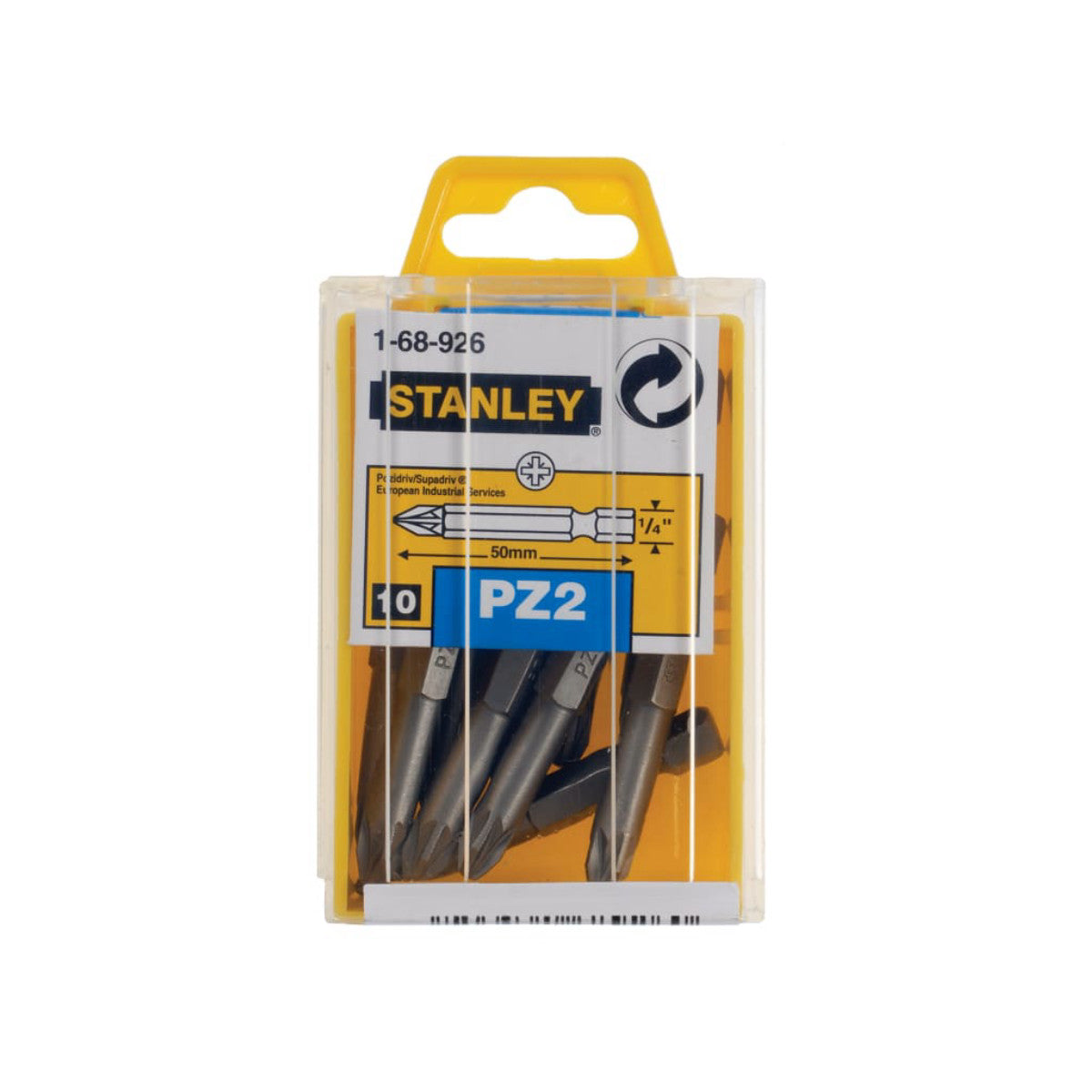 STANLEY Hand Tools Pozidriv Power Bits PZ2 x 50mm (Box 10) STA168926B