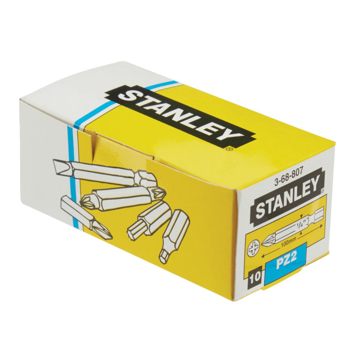 STANLEY Hand Tools Pozidriv Power Bits PZ2 x 100mm (Box 10) STA368807B