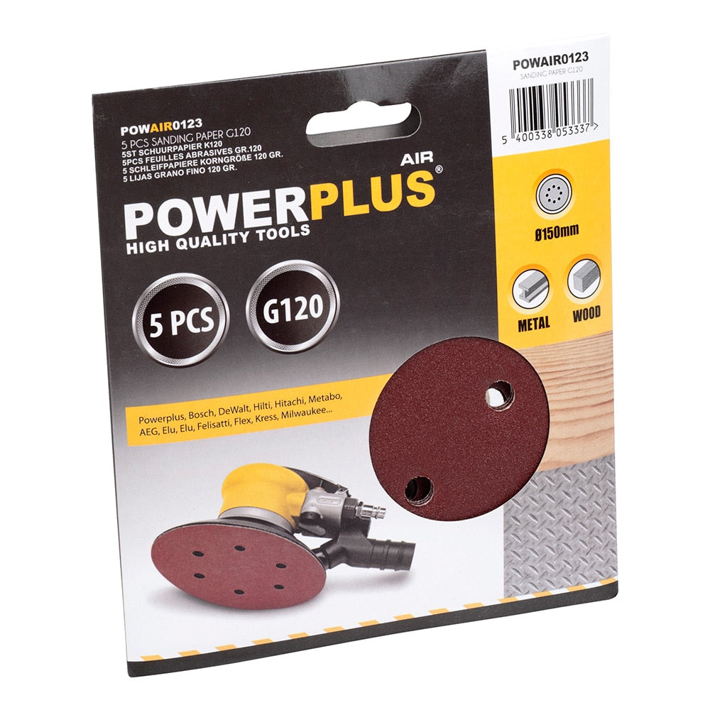 Powerplus 5PK Replacement Sanding Sheet 120Grit