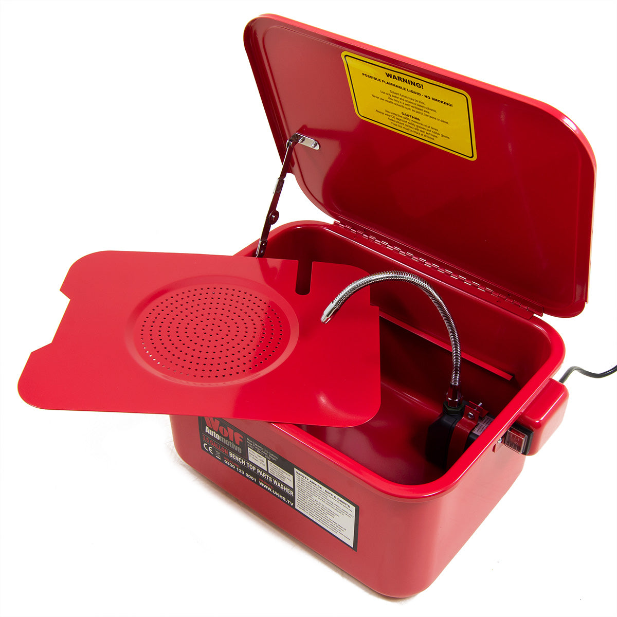 Wolf 3.5 Gallon Bench Top Parts Washer Cleaning & Degreasing Tank