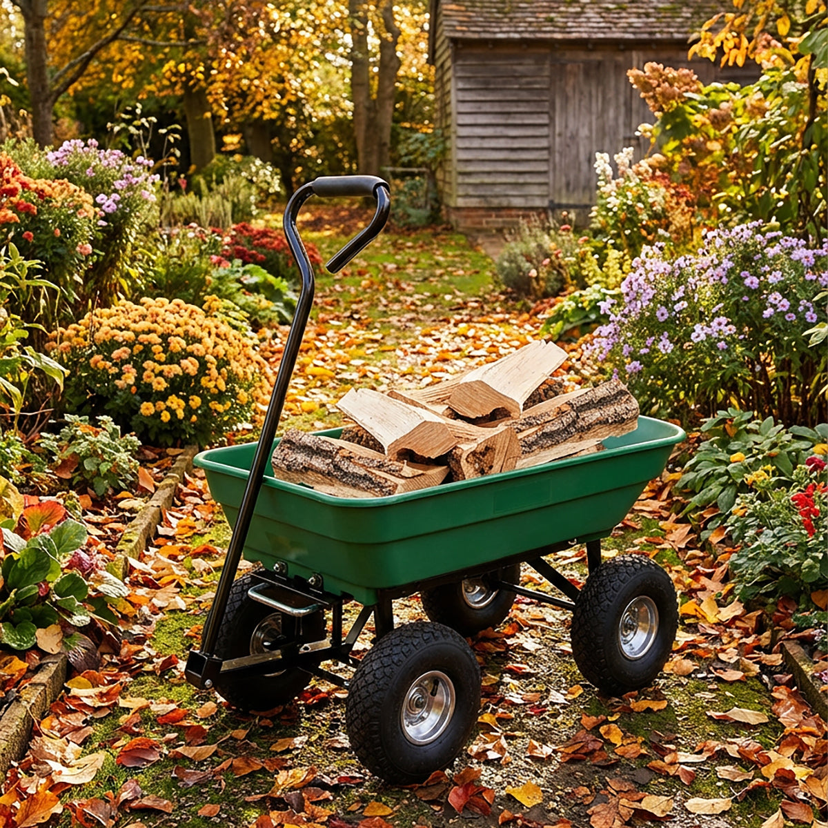 BMC 55L Garden Cart, Trolley, Wheelbarrow, Dump Truck with Tipping Function