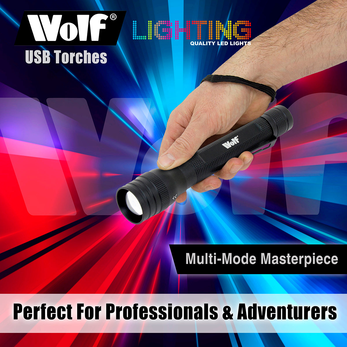 Wolf LED Torch 1w 120lm Rechargeable CREE IP44