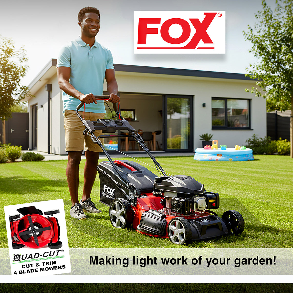 Fox Quad-Cut 510 20" Recoil Self Propelled Petrol Lawn Mower