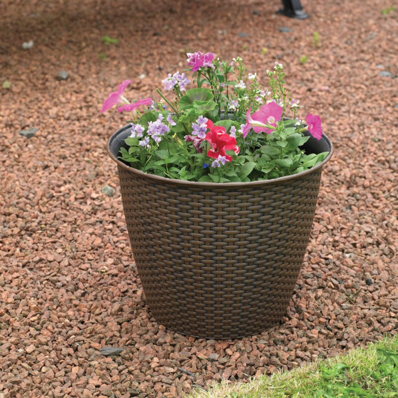 Large Rattan Effect Plastic Plant Pot - Image 2