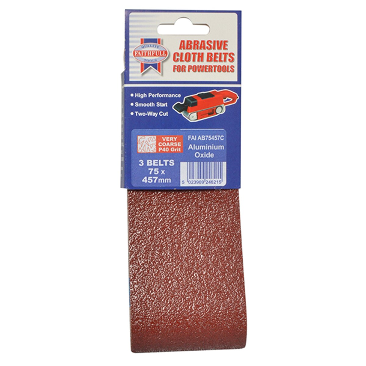 Faithfull Cloth Sanding Belt 457 x 75mm 60G (Pack 3) - FAIAB75457C - Image 2
