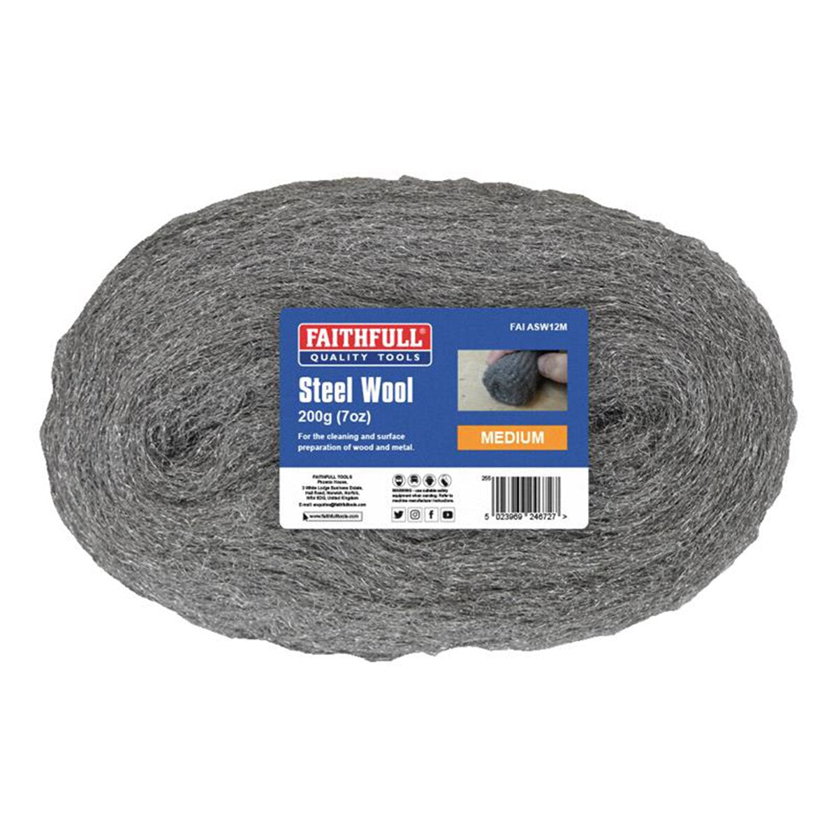 Faithfull Steel Wool Medium 200g - FAIASW12M - Image 1