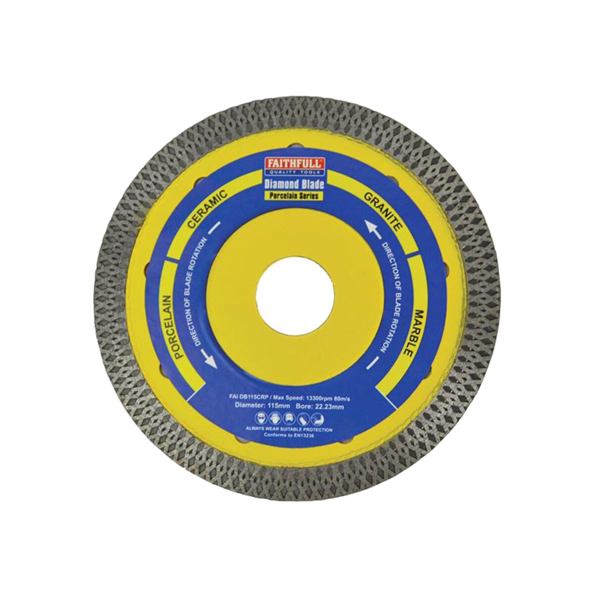 Faithfull Porcelain Diamond Blade 115 x 22.23mm - FAIDB115CRP - Image 1