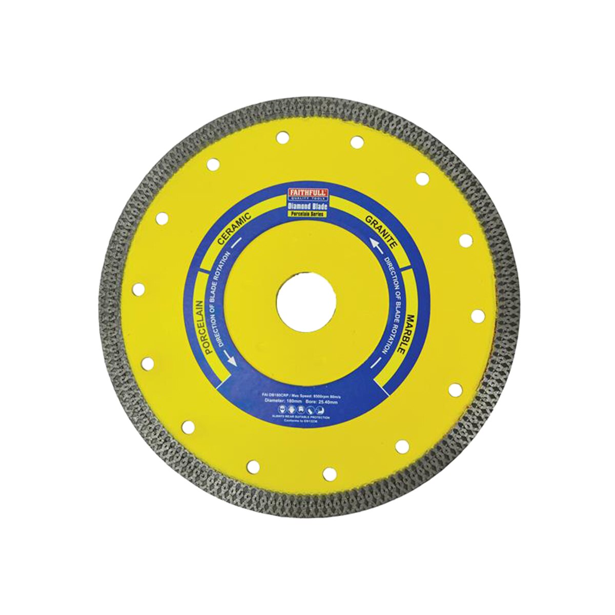 Faithfull Porcelain Diamond Blade 180 x 25.4mm - FAIDB180CRP - Image 1