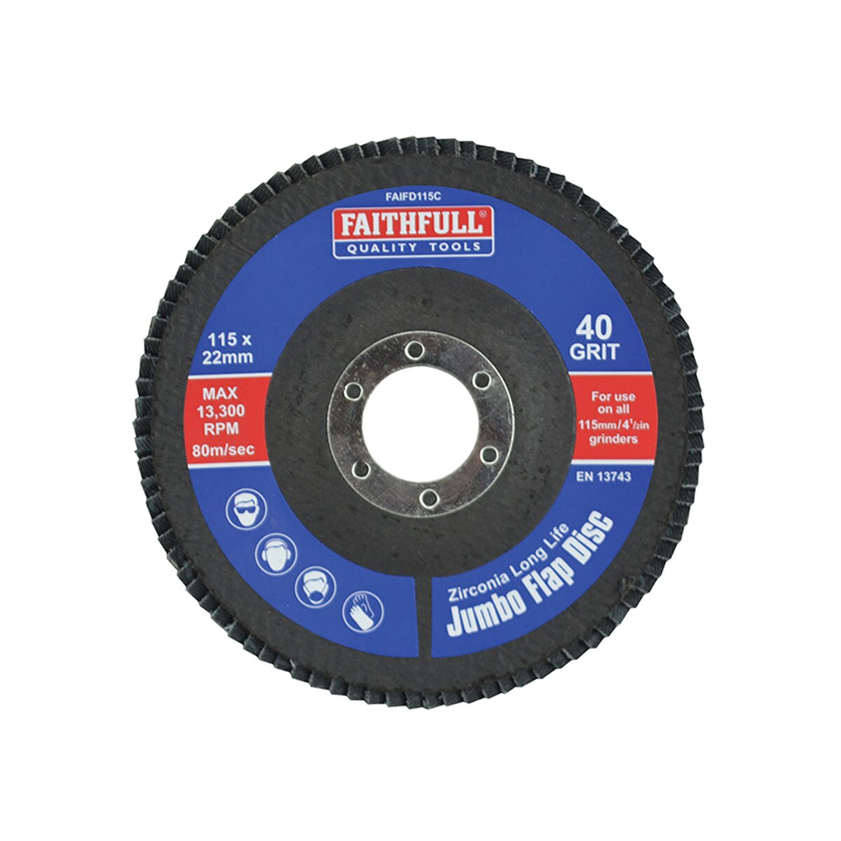 Faithfull Abrasive Jumbo Flap Disc 115mm Coarse - FAIFD115C - Image 1