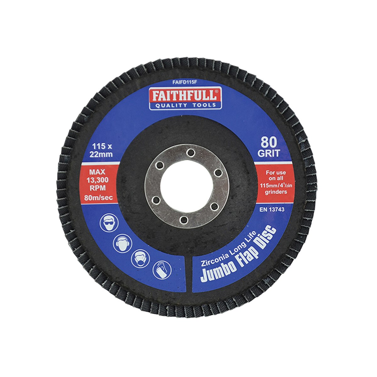 Faithfull Abrasive Jumbo Flap Disc 115mm Fine - FAIFD115F - Image 1