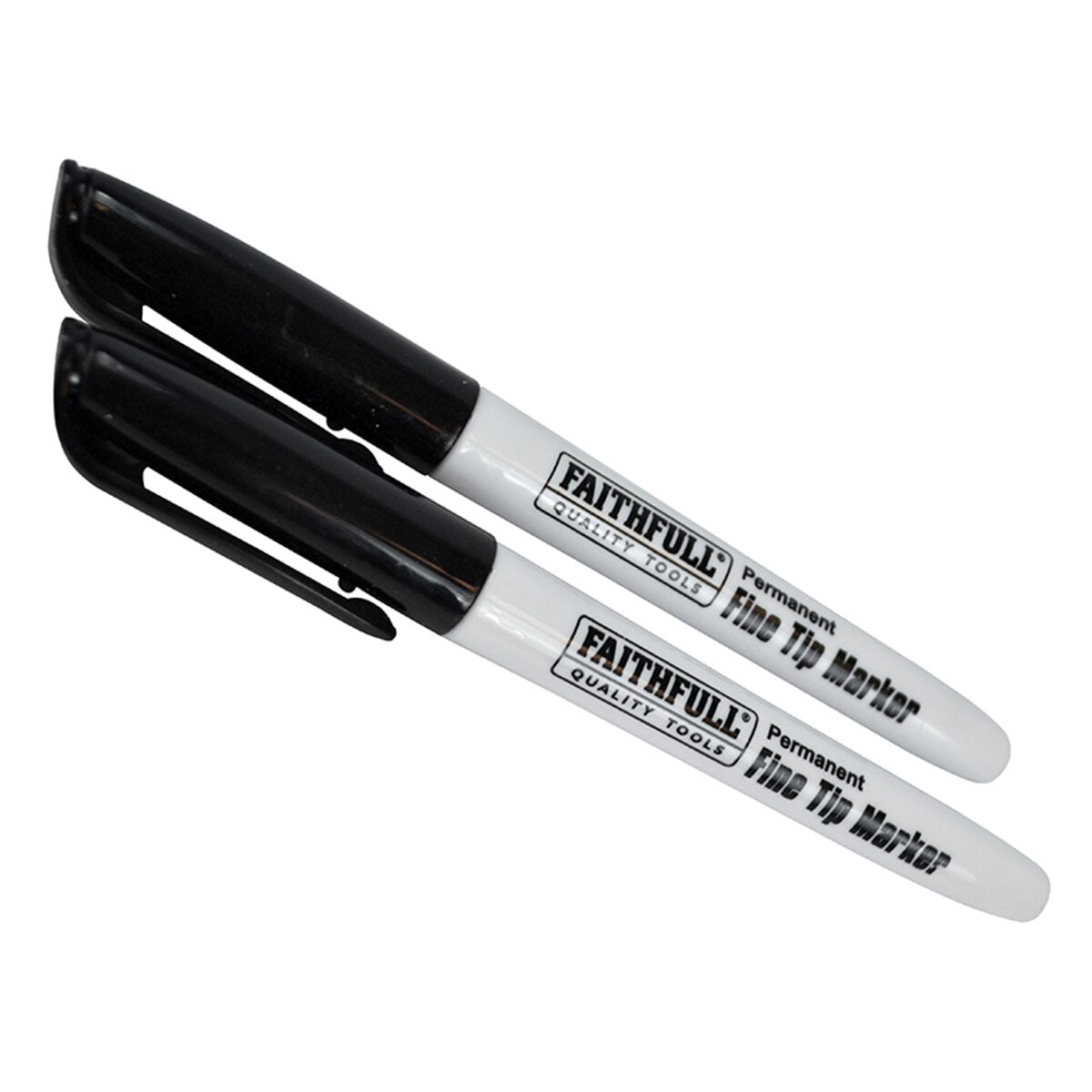 Faithfull Fibre Tip Marker Pen Black (Pack 2) - FAIFTMBLK2 - Image 1
