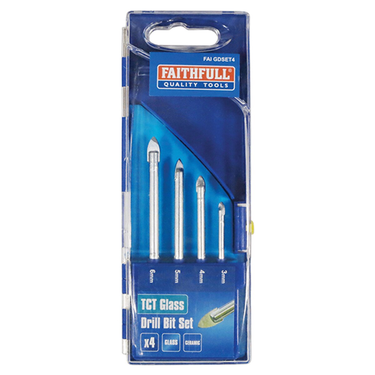 Faithfull Tile & Glass Drill Bit Set of 4 (3-6mm) - FAIGDSET4 - Image 1