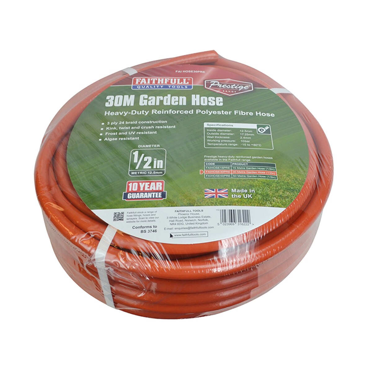 Faithfull Prestige Heavy-Duty Garden Hose 30m 12.5mm (1/2in) Diameter - FAIHOSE30PRE - Image 3