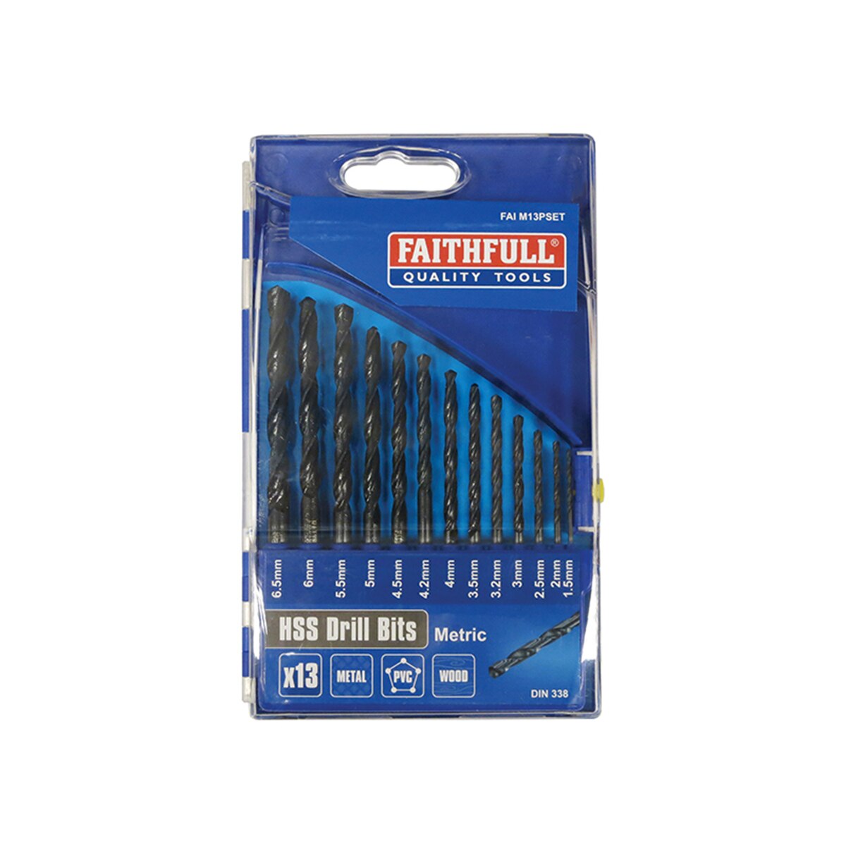 Faithfull HSS Jobber Drill Bit Set, 13 Piece (1.5-6.5mm) - FAIM13PSET - Image 1