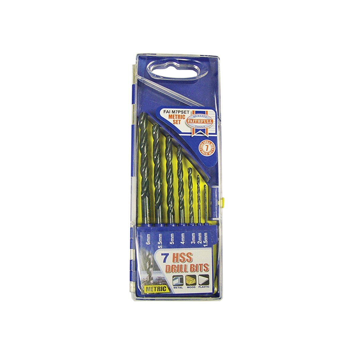 Faithfull HSS Drill Bit Set, 7 Piece (1.5-6.0mm) - FAIM7PSET - Image 1