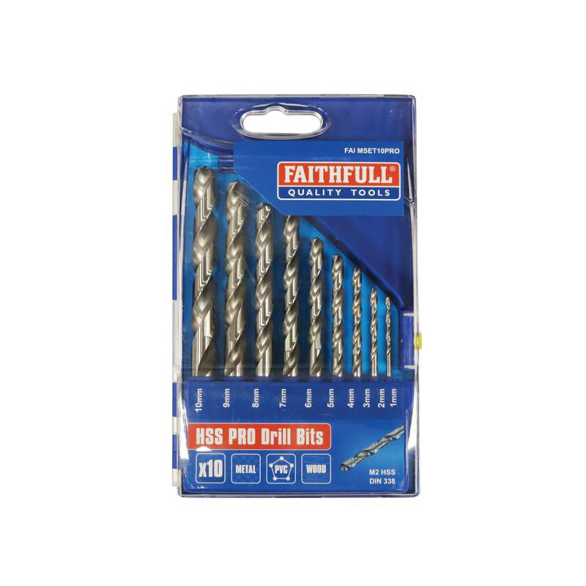 Faithfull Professional HSS Jobber Drill Bit Set, 10 Piece (1 - 10mm) - FAIMSET10PRO - Image 1