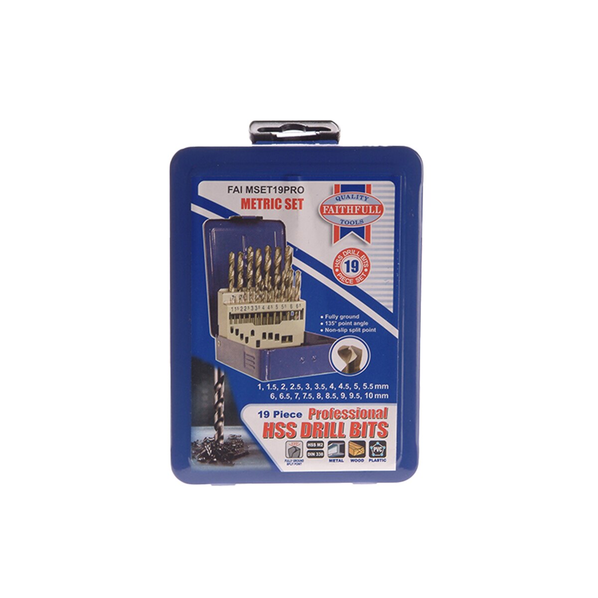 Faithfull HSS Drill Bit Set of 19 M2 1 - 10mm & Case - FAIMSET19PRO - Image 2