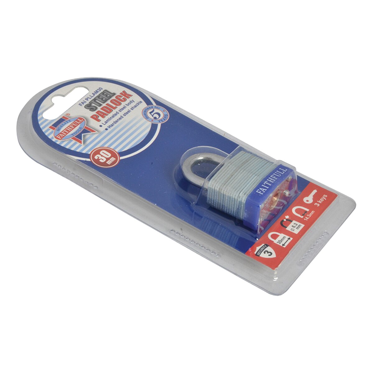 Faithfull Laminated Steel Padlock 30mm 3 Keys - FAIPLLAM30 - Image 5