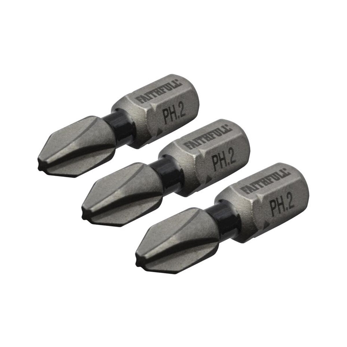 Faithfull Phillips Impact Screwdriver Bits PH2 x 25mm (Pack 3) - FAISBPH225IM - Image 1