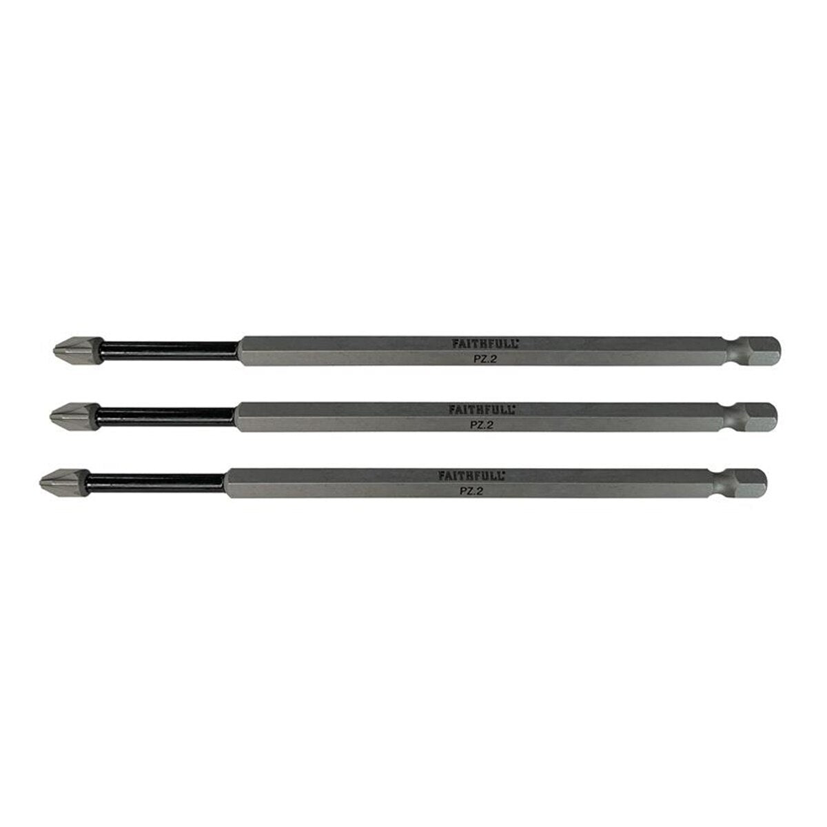 Faithfull Pozidriv Impact Screwdriver Bits PZ2 x 150mm (Pack 3) - FAISBPZ2150I - Image 1
