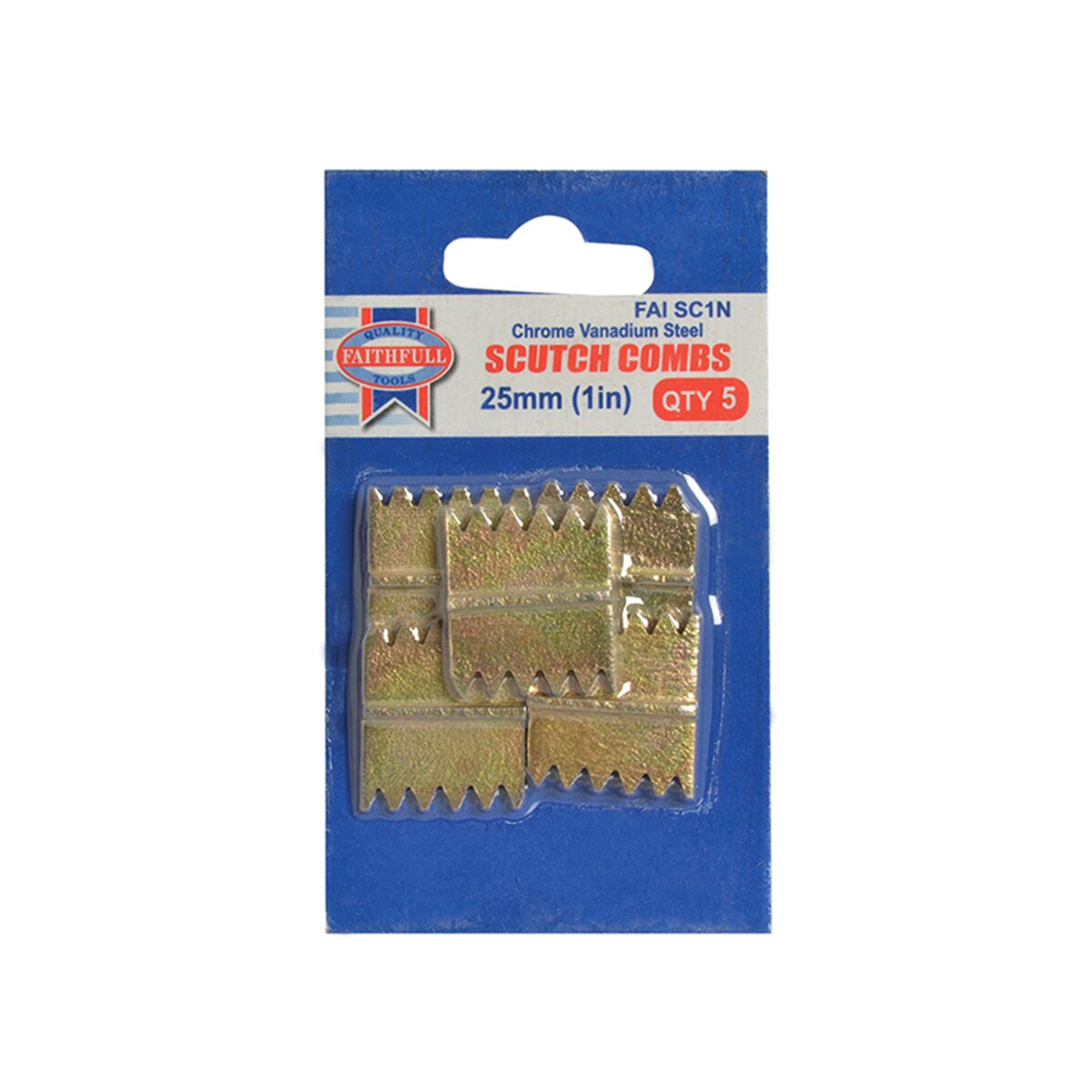 Faithfull Scutch Combs 25mm (1in) Pack of 5 - FAISC1N - Image 3