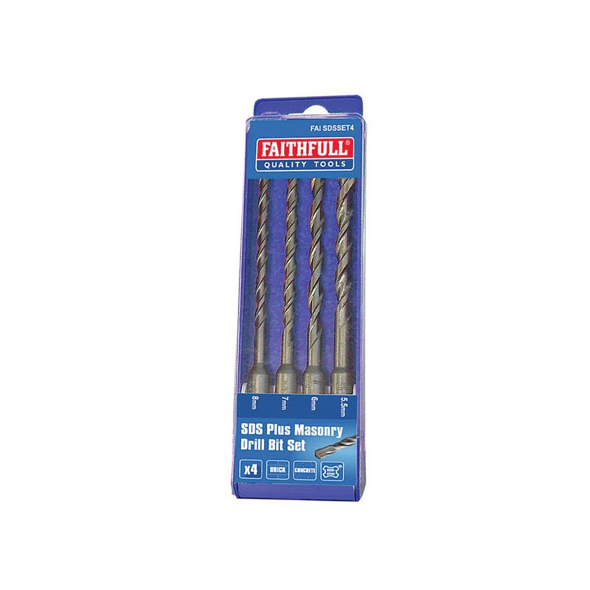 Faithfull SDS Plus Drill Bit Set, 4 Piece - FAISDSSET4 - Image 1