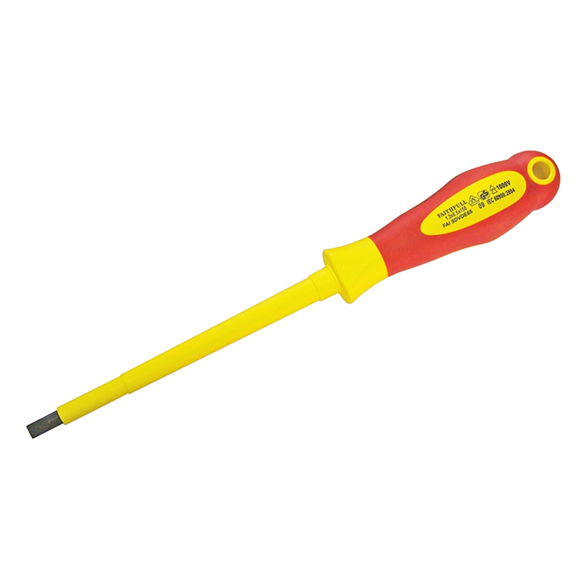 Faithfull VDE Soft Grip Screwdriver Parallel Slotted Tip 6.5 x 150mm - FAISDVDE65 - Image 1