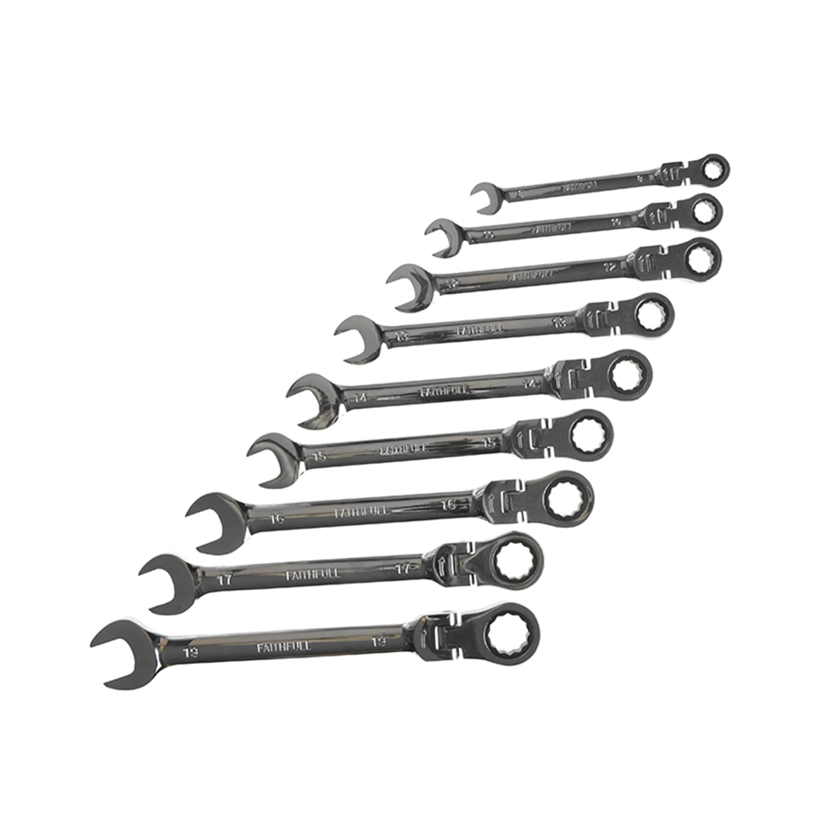 Faithfull Ratchet Combination Spanner Flex Head Set, 9 Piece - FAISPARAT9S - Image 1