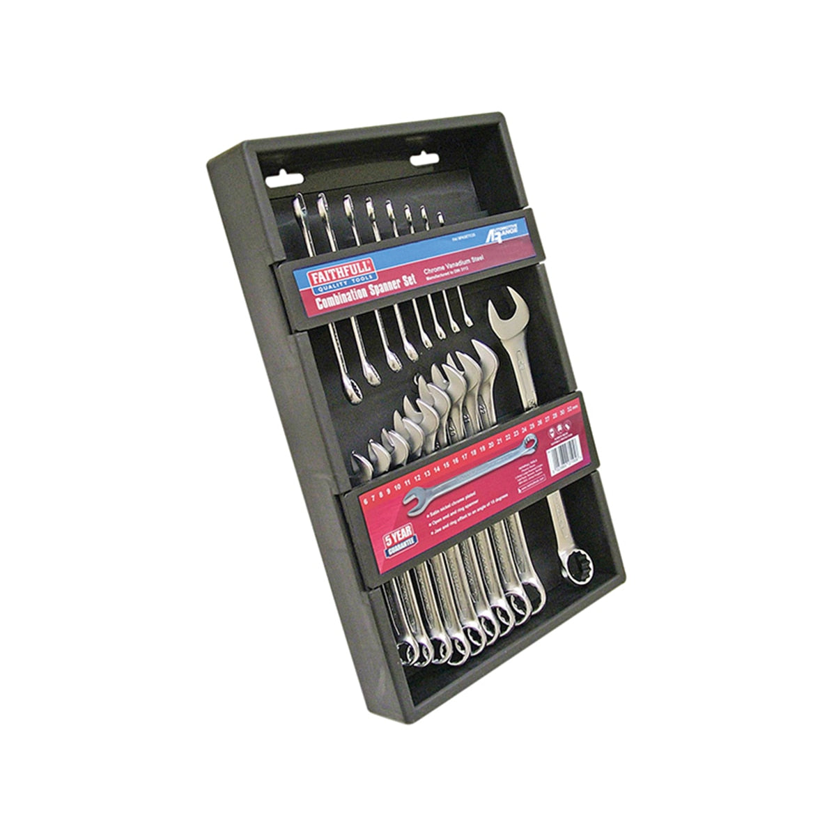 Faithfull Chrome Vanadium Combination Spanner Set, 18 Piece - FAISPASETC18 - Image 1