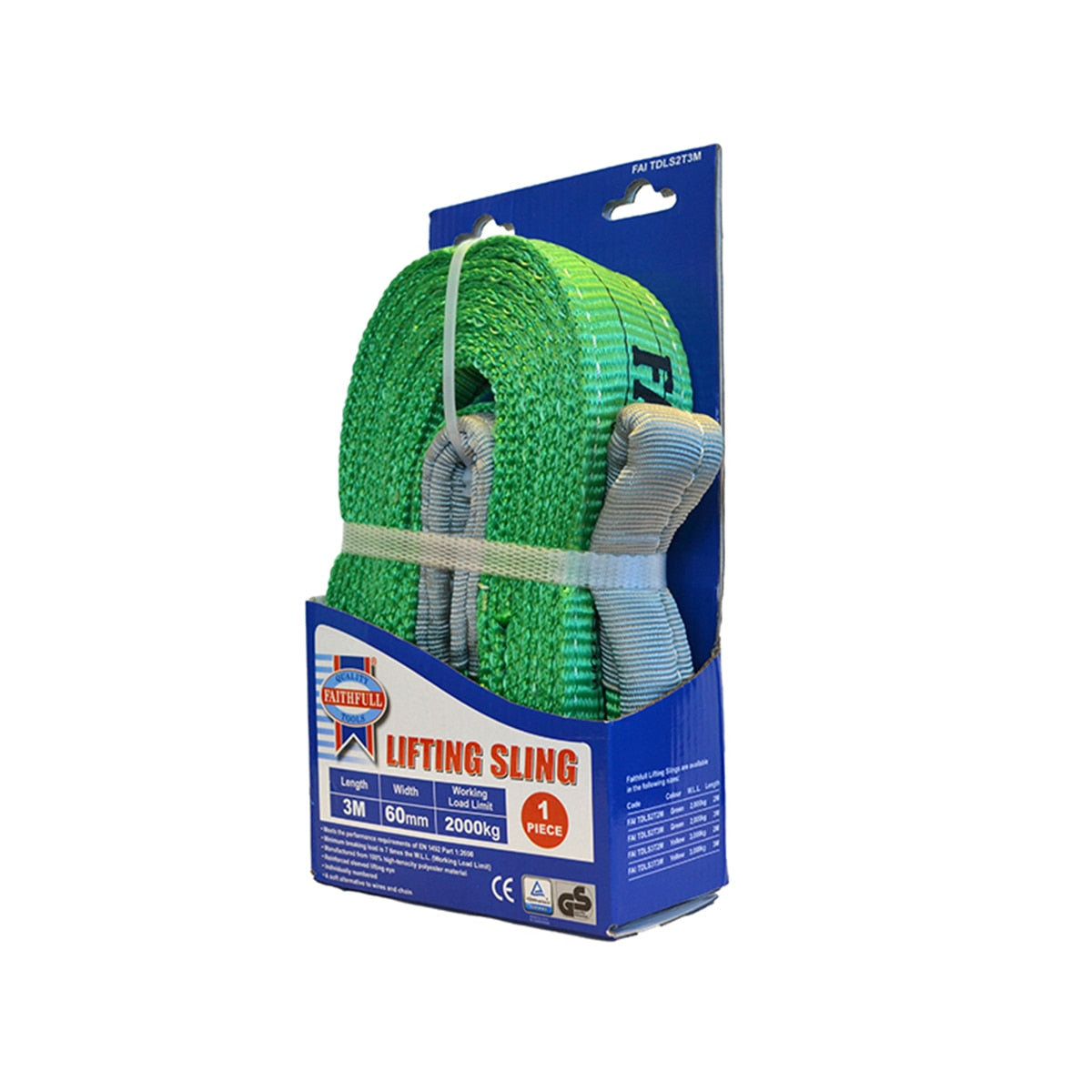 Faithfull Lifting Sling Green 2 Tonne 60mm x 3m - FAITDLS2T3M - Image 1