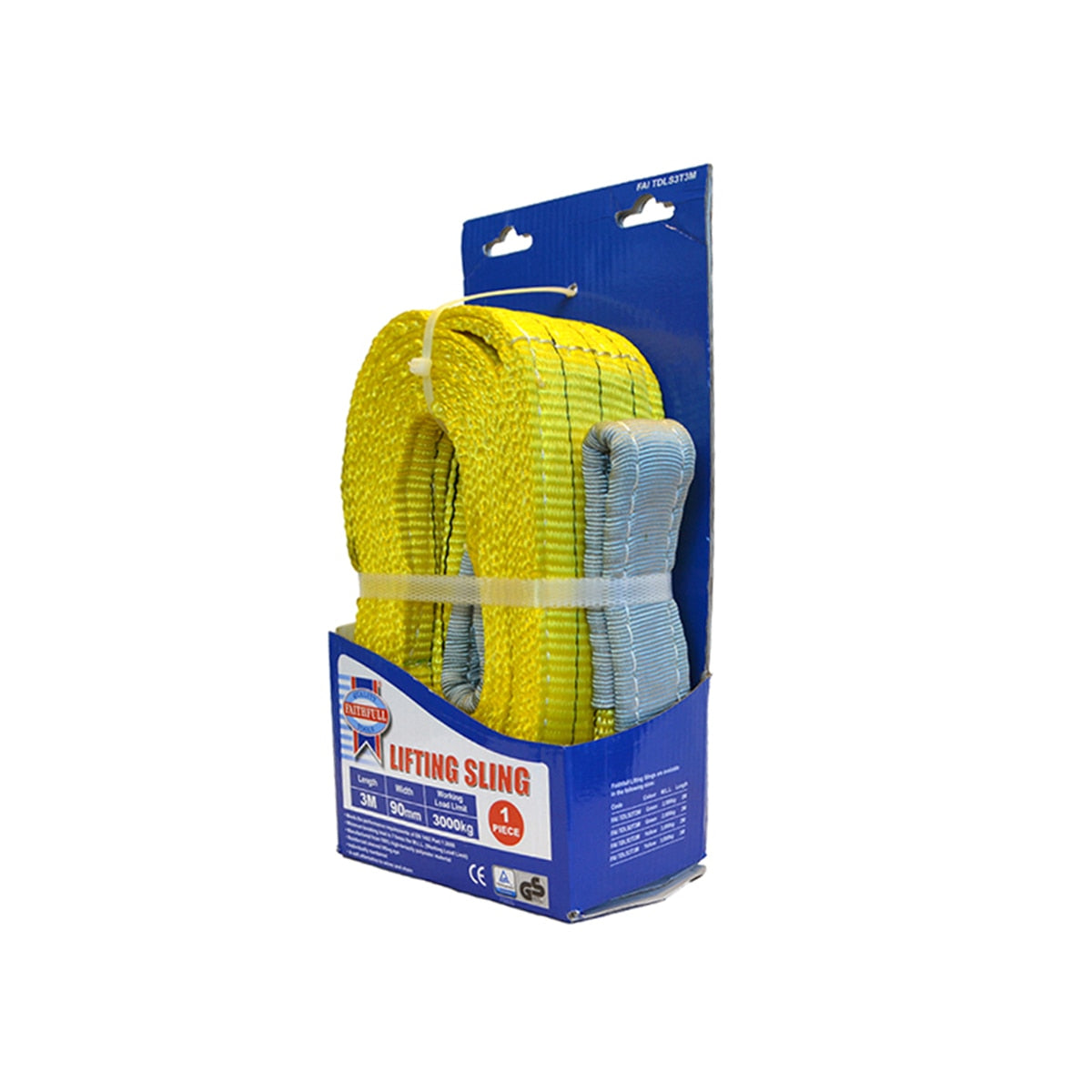 Faithfull Lifting Sling Yellow 3 Tonne 90mm x 3m - FAITDLS3T3M - Image 1