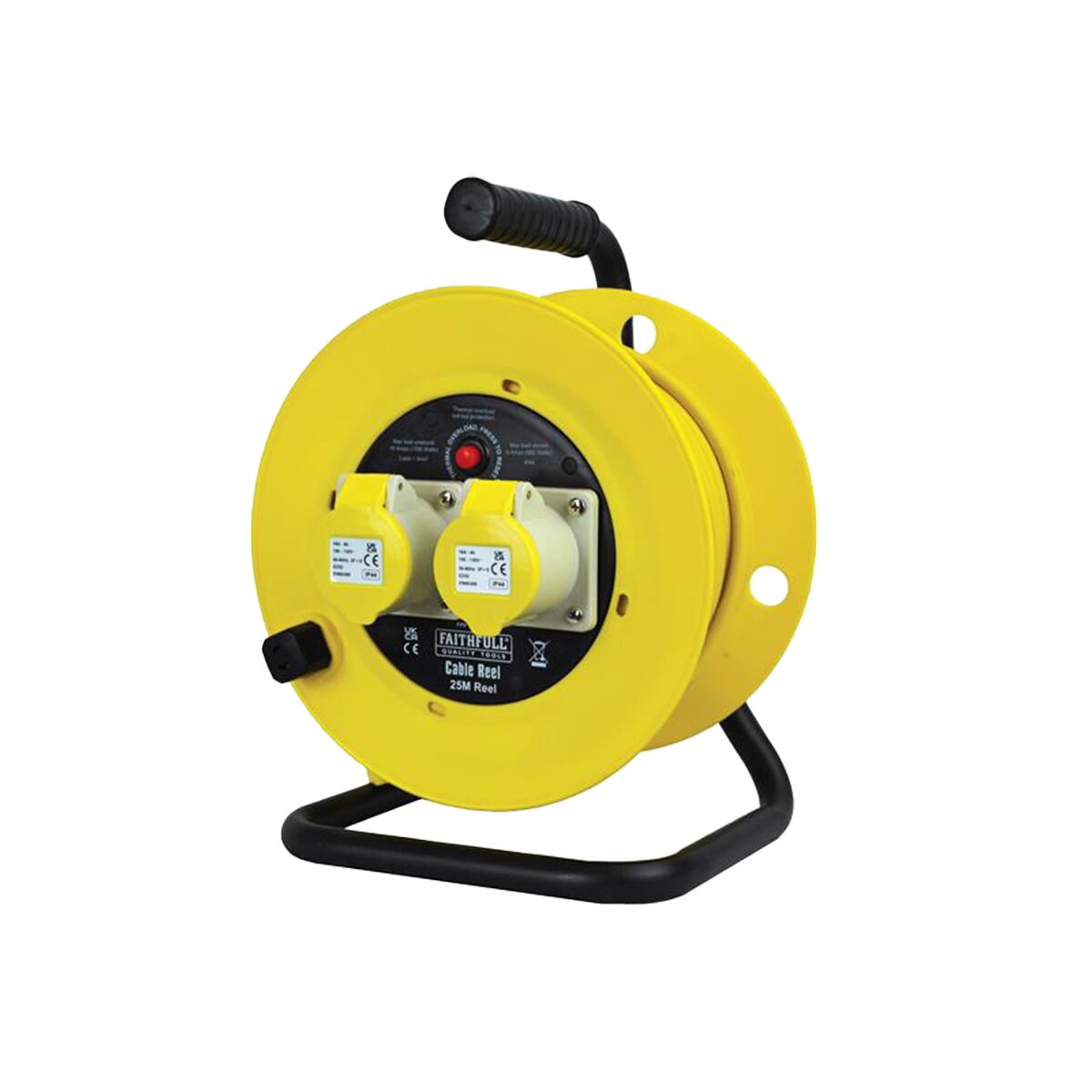Faithfull Open Drum Cable Reel 110V 16A 2-Socket 25m (1.5mm Cable) - FPPCR25ML - Image 1