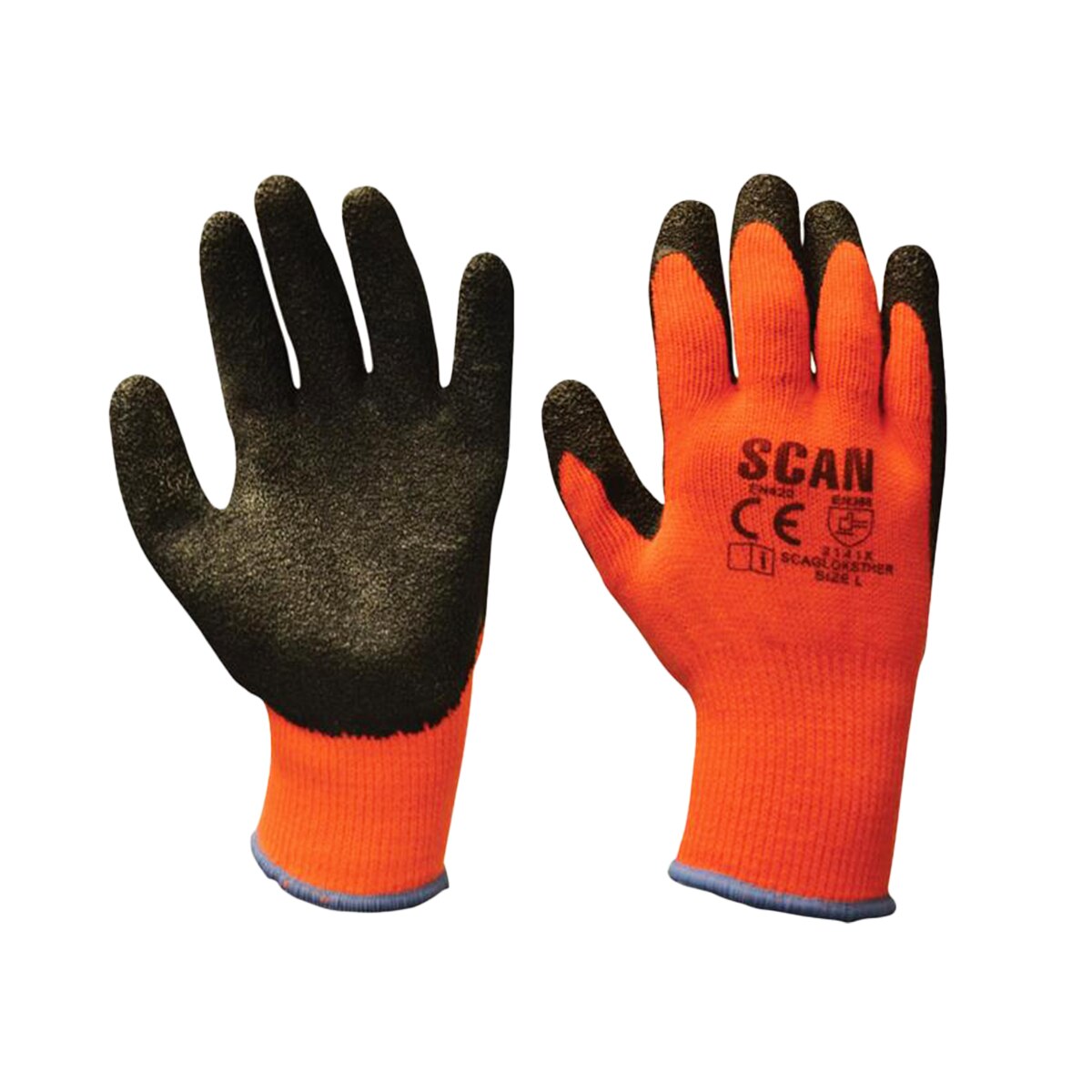 Scan Thermal Latex Coated Gloves - L (Size 9) - SCAGLOKSTHER - Image 1