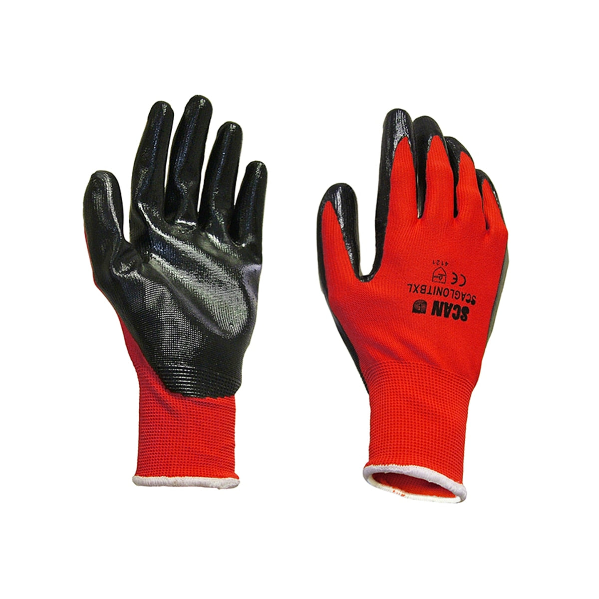 Scan Nitrile Coated Knitted Gloves - L (Size 9) - SCAGLONITBL - Image 1
