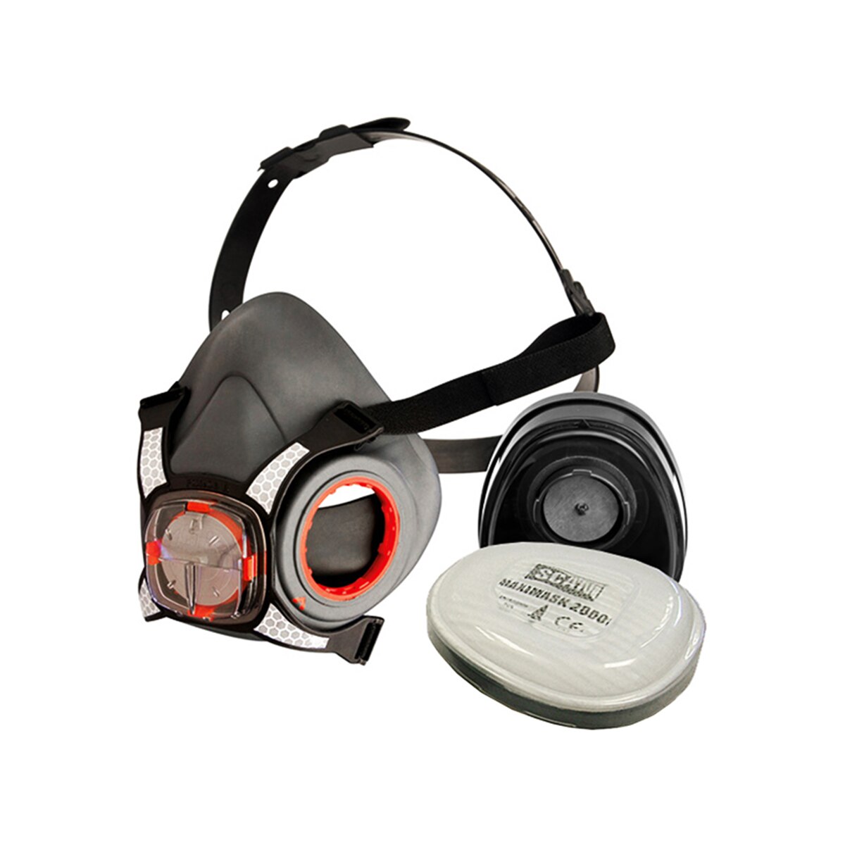 Scan Twin Half Mask Respirator + P2 Dust Filter Cartridges - SCAPPERESPP2 - Image 2