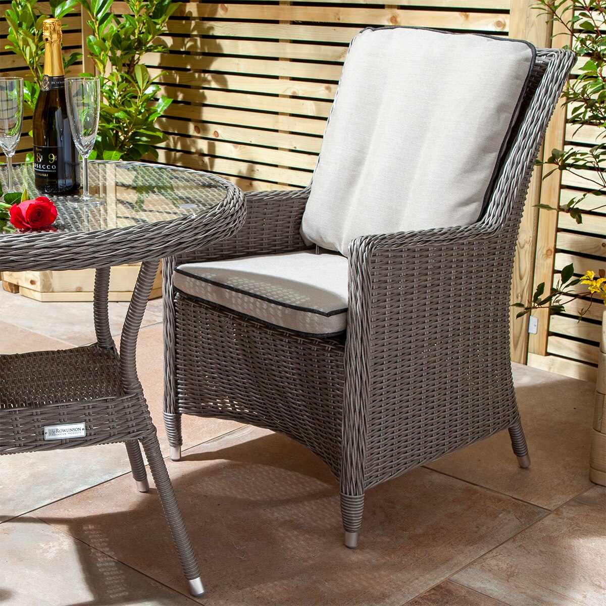 Prestbury 3pc Rattan Garden Furniture Bistro Set - Image 2