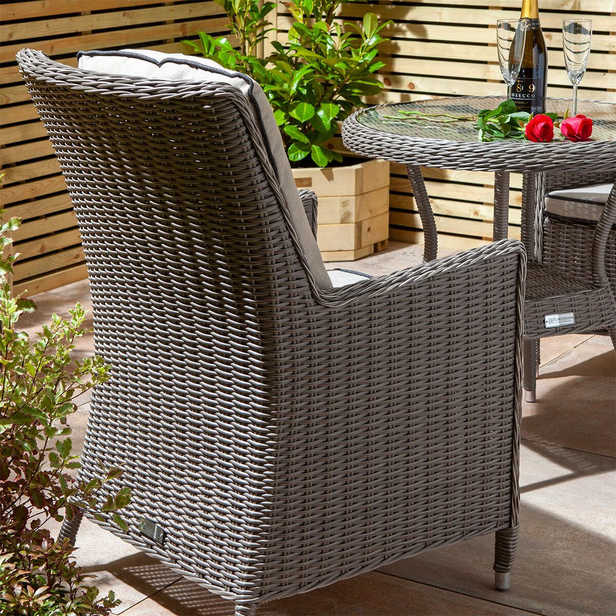 Prestbury 3pc Rattan Garden Furniture Bistro Set - Image 4