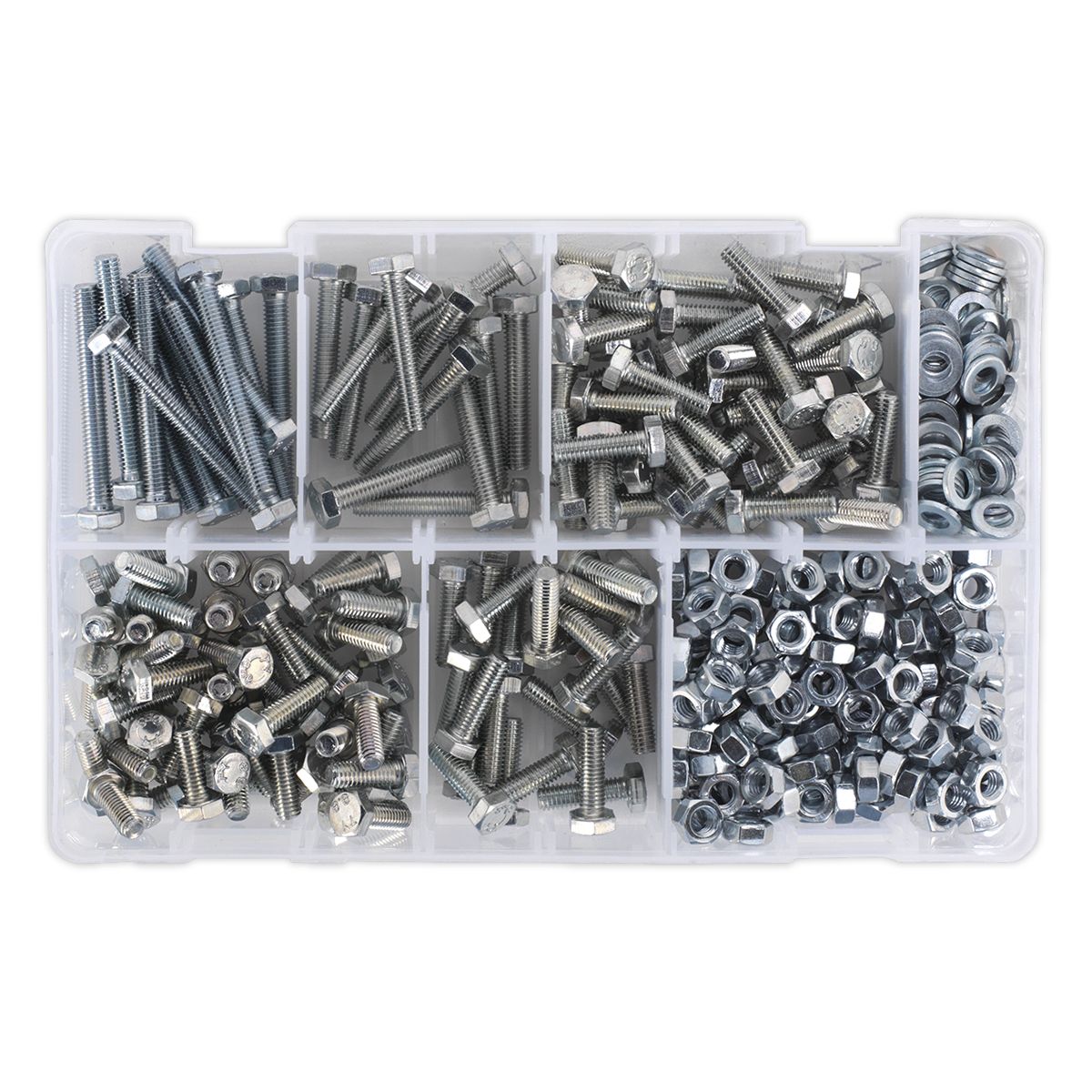 Sealey Setscrew, Nut & Washer Assortment 408pc High Tensile M6 Metric - Image 4