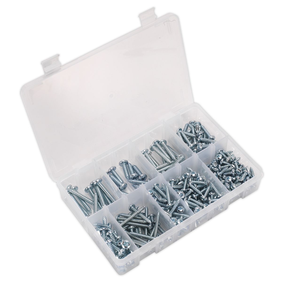 Sealey Self-Tapping Screw Assortment DIN 798CZ 305pc Pan Head Pozi Zinc - Image 1