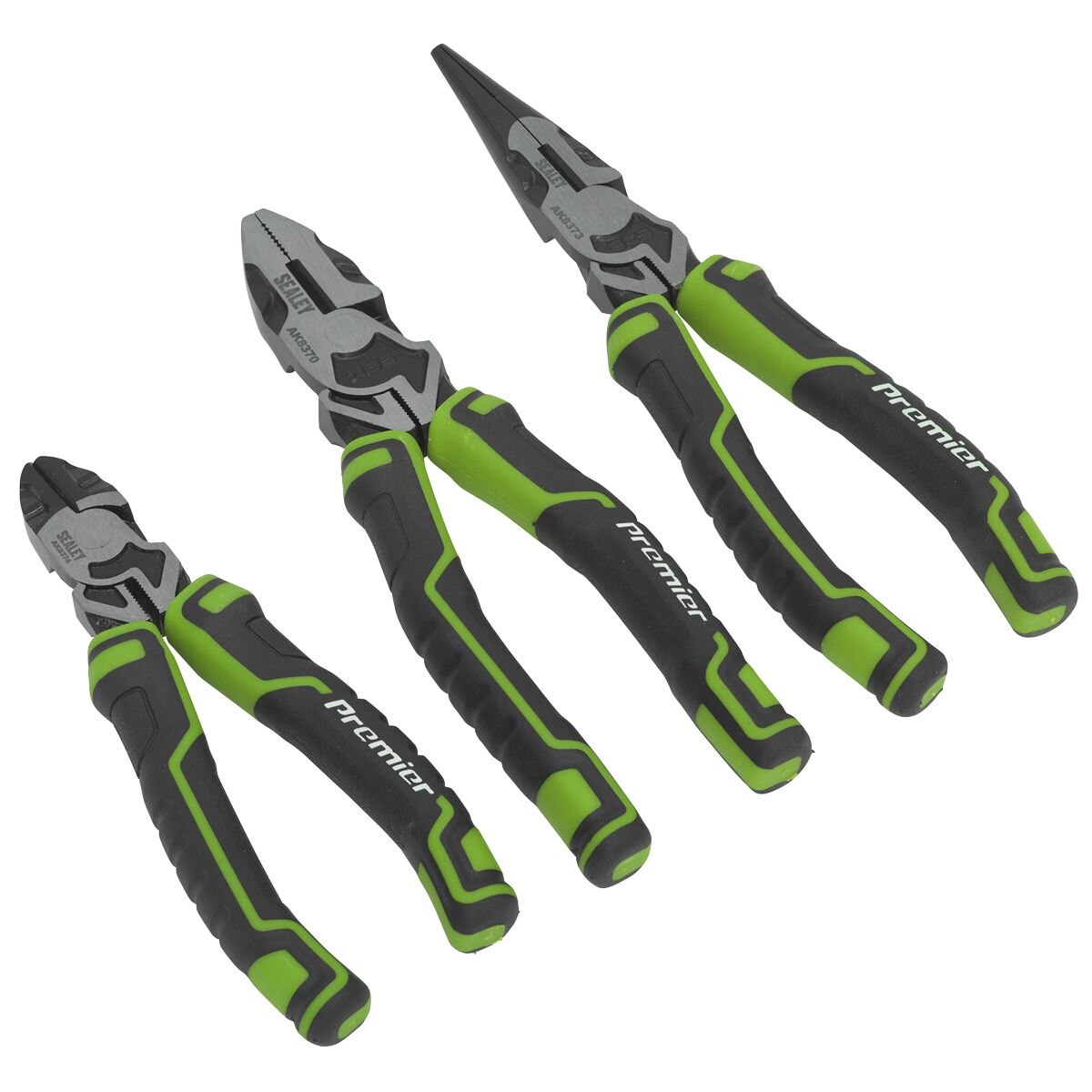 Sealey Pliers Set 3pc High Leverage Hi-Vis Green - Image 3