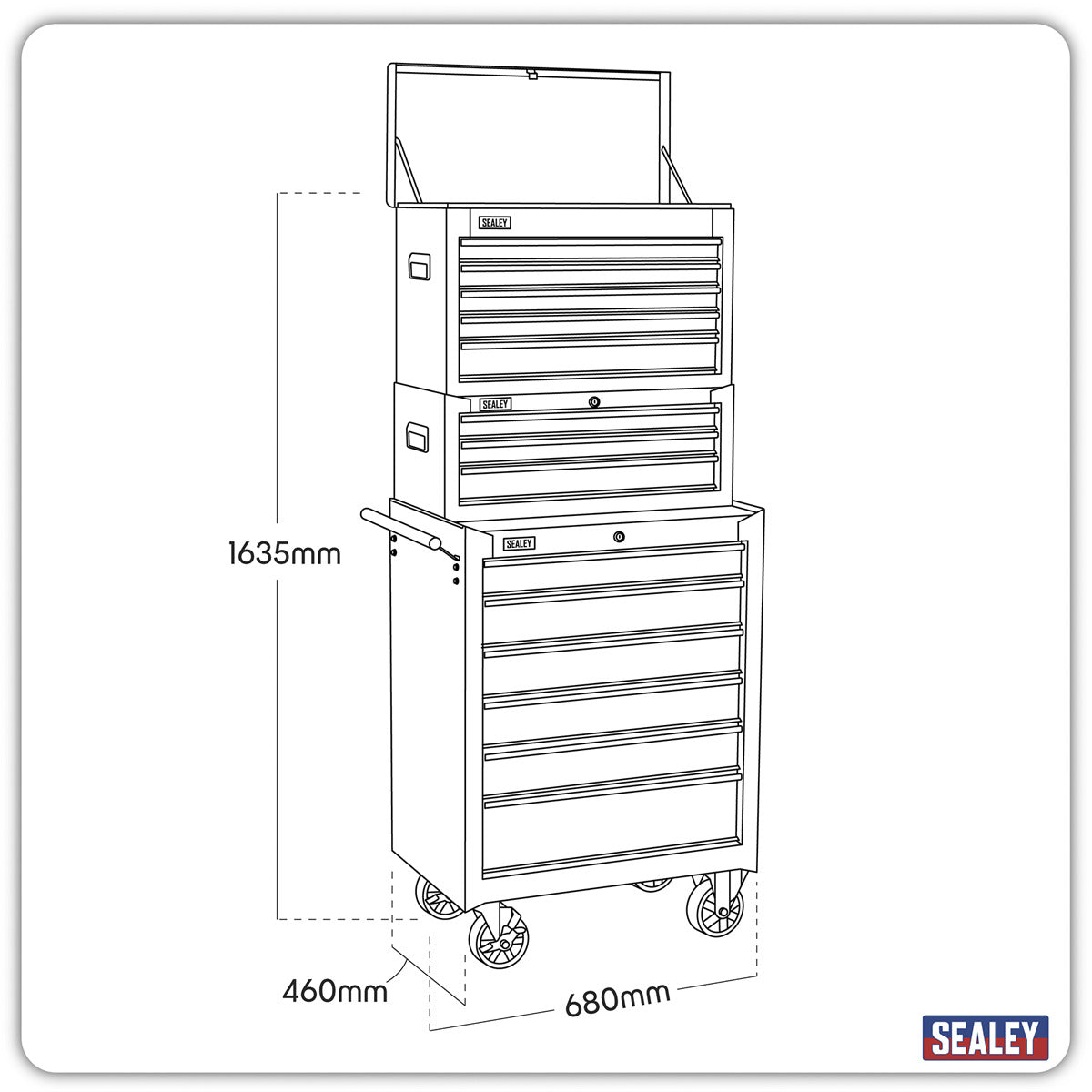 American PRO Topchest, Mid-Box Tool Chest & Rollcab Stack 14 Drawer - Red AP22STACK