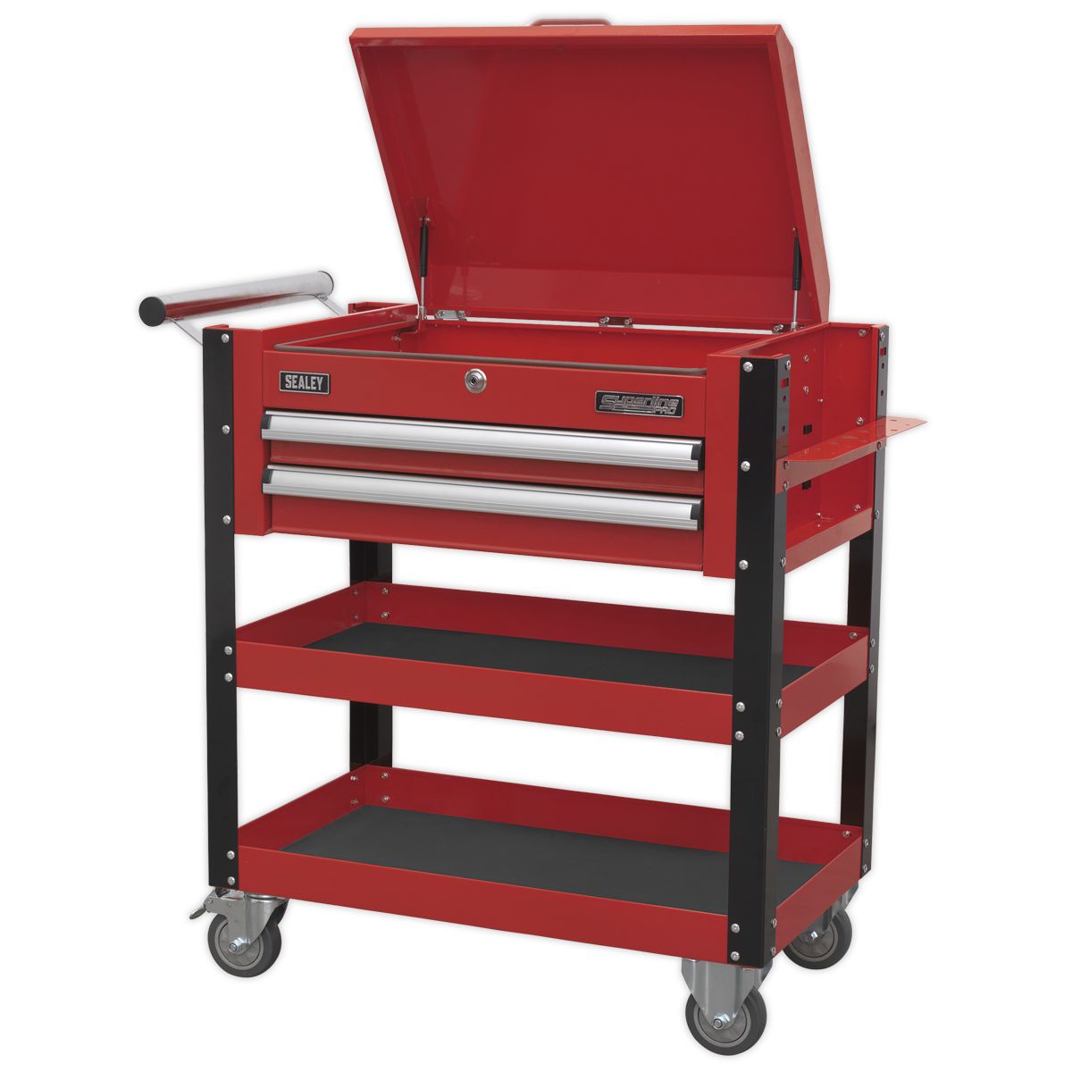 Sealey Heavy-Duty Mobile Tool & Parts Trolley 2 Drawers & Lockable Top Red - Image 6