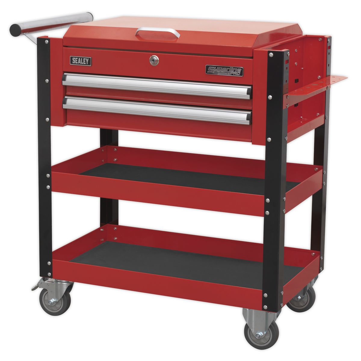 Sealey Heavy-Duty Mobile Tool & Parts Trolley 2 Drawers & Lockable Top Red - Image 10