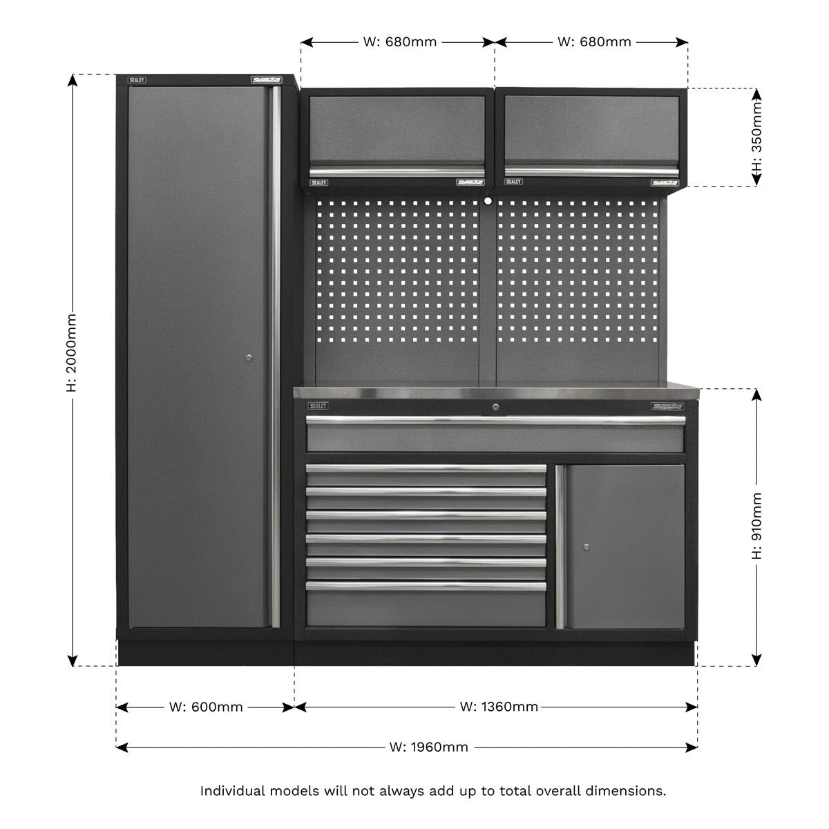 Sealey Superline PRO 1.96m Storage System Stainless Steel Worktop - Image 2