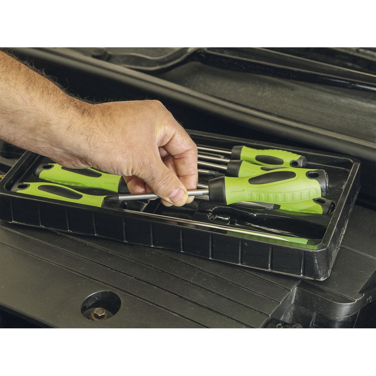 Sealey Screwdriver Set 8pc Hi-Vis Green - Image 5